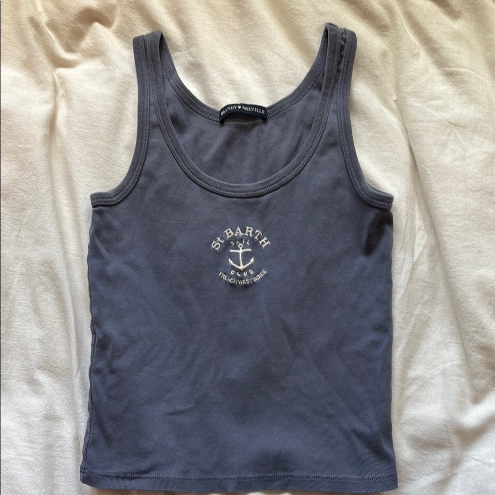 Brandy Melville Blue Fitted Sleeveless Tank Top